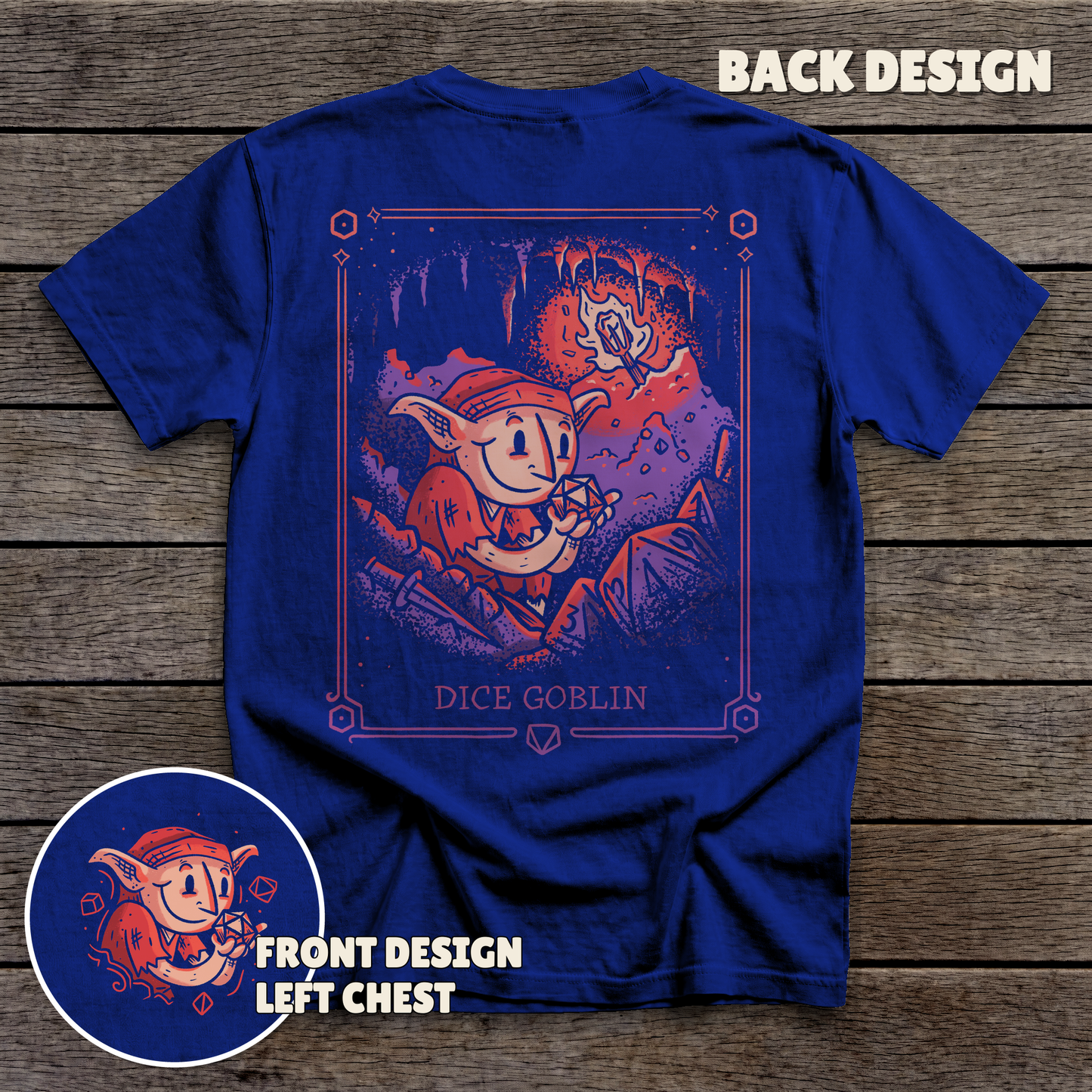 Dice Goblin - full back print - Navy tee