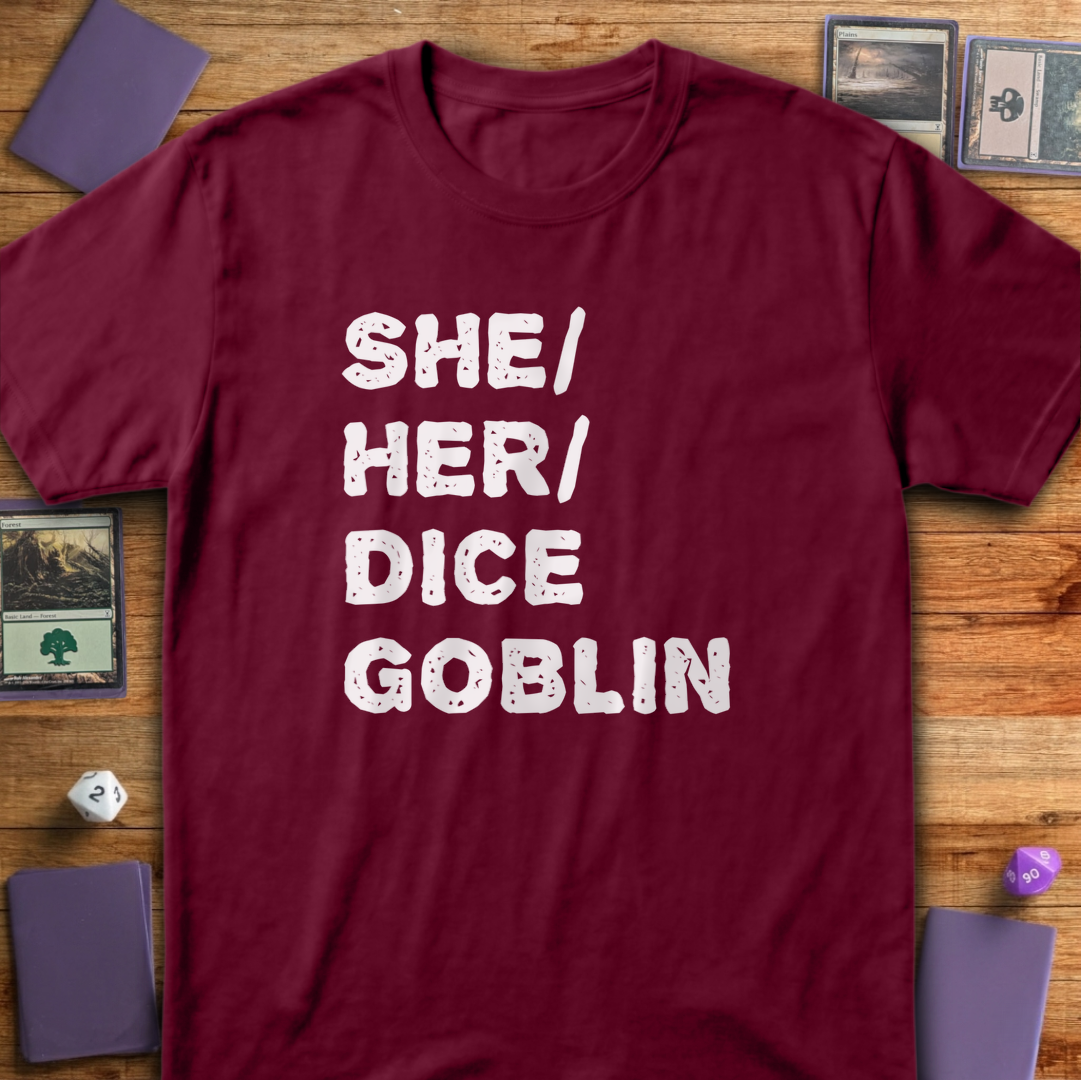 She Her Dice Goblin - Maroon