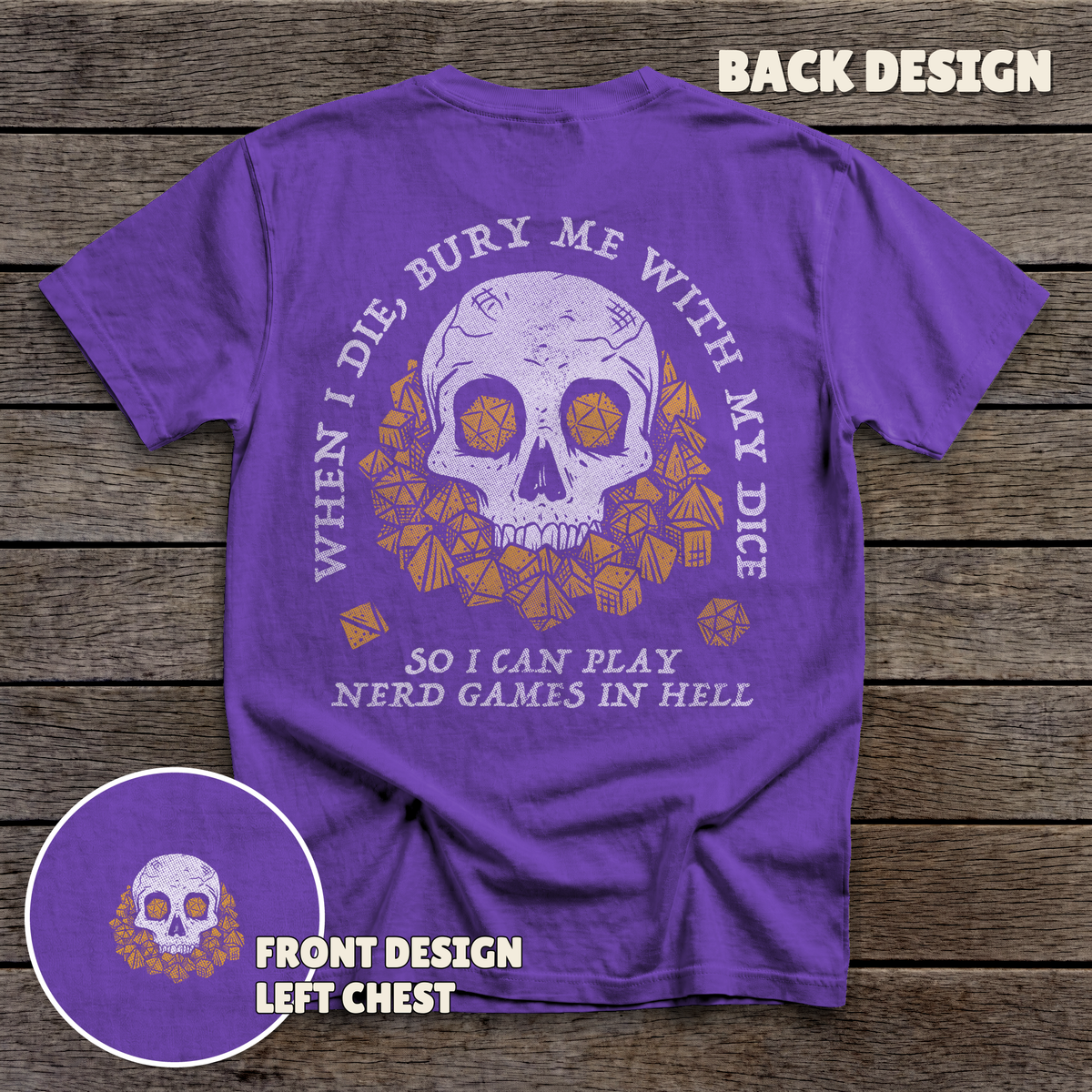 When I Die - full back print - Purple tee