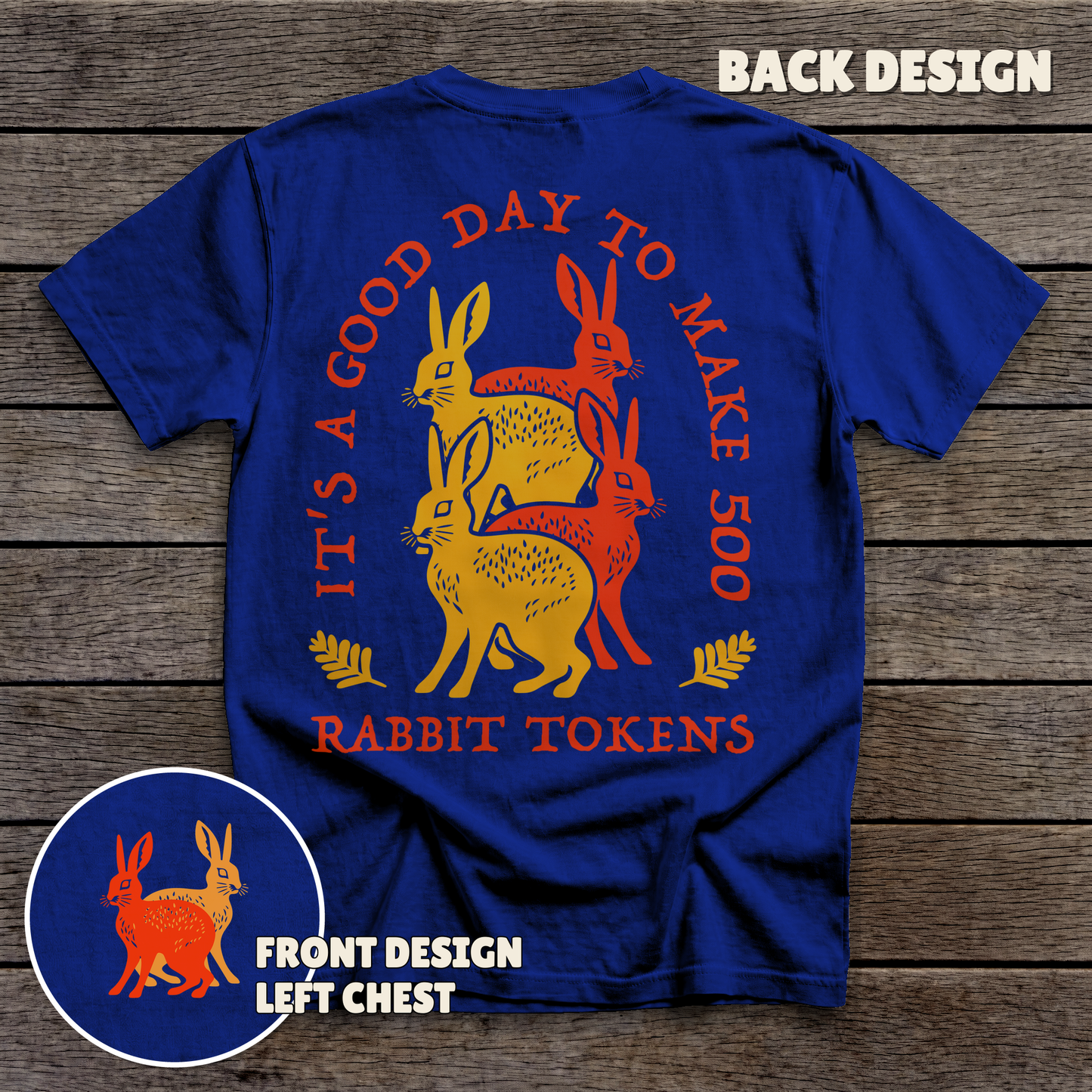 500 Rabbits - full back print - Navy tee