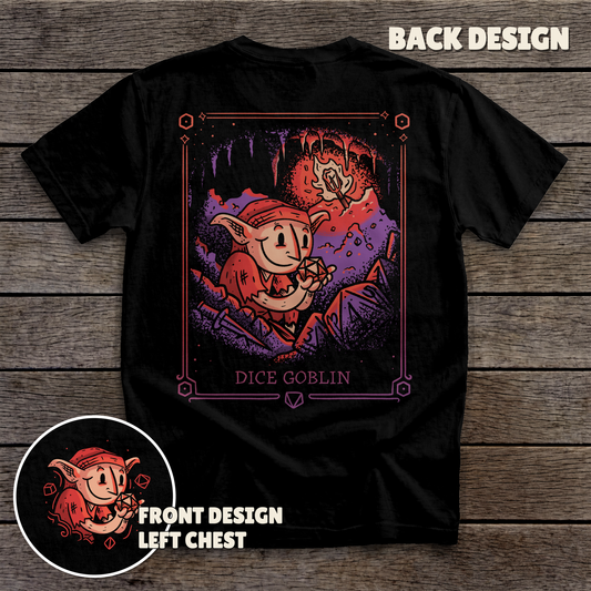 Dice Goblin - full back print - Black tee