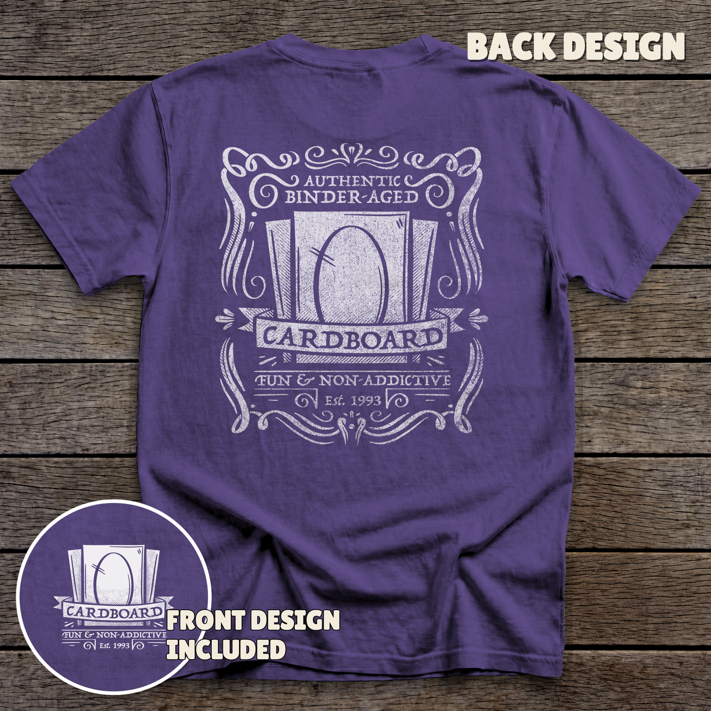 Binder Aged - full back print - Purple tee