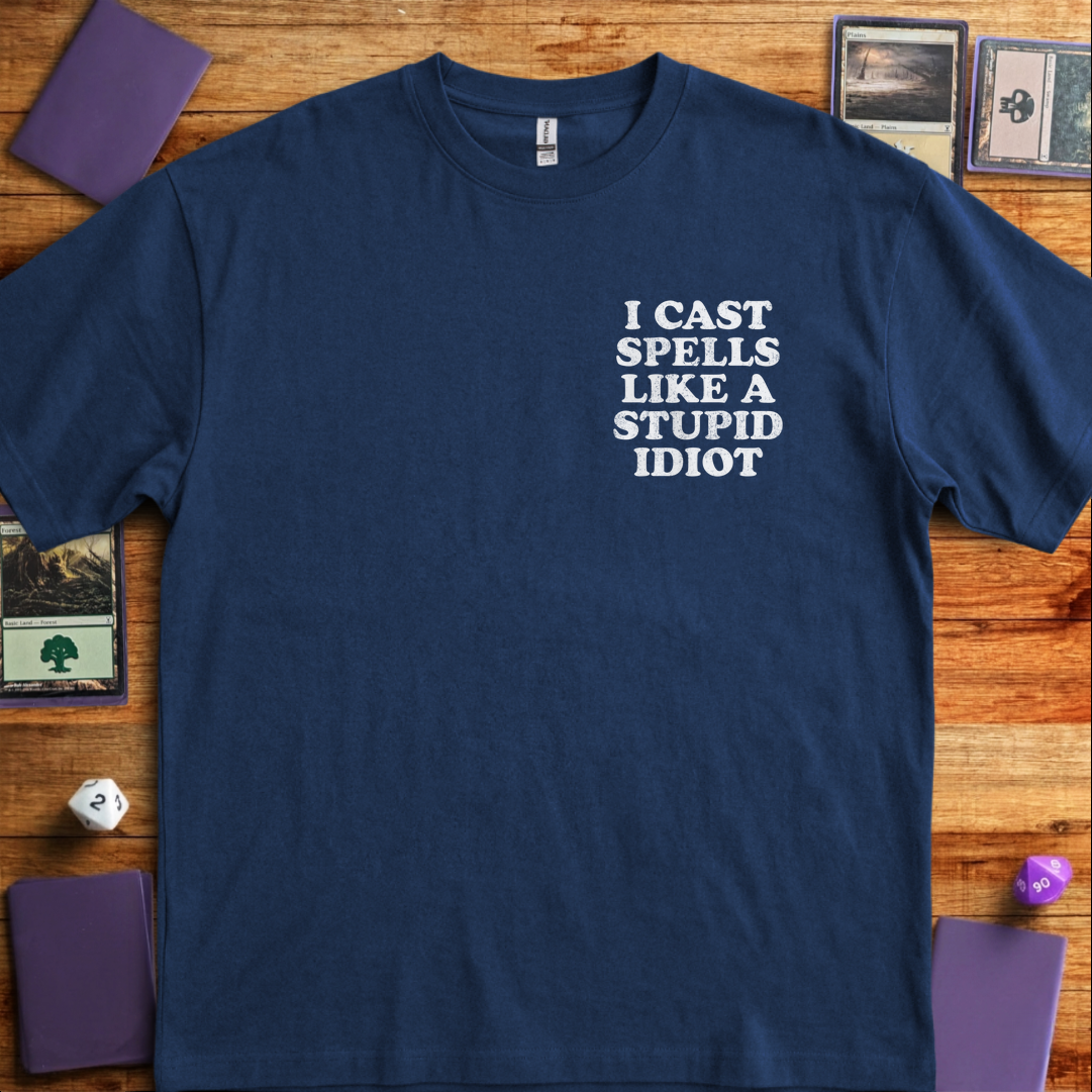 Stupid Idiot Pocket Print - Navy