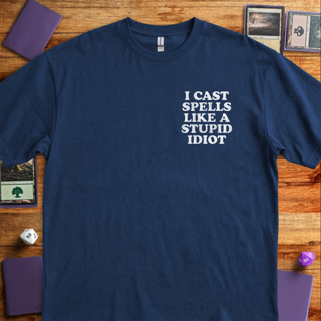 Stupid Idiot Pocket Print - Navy