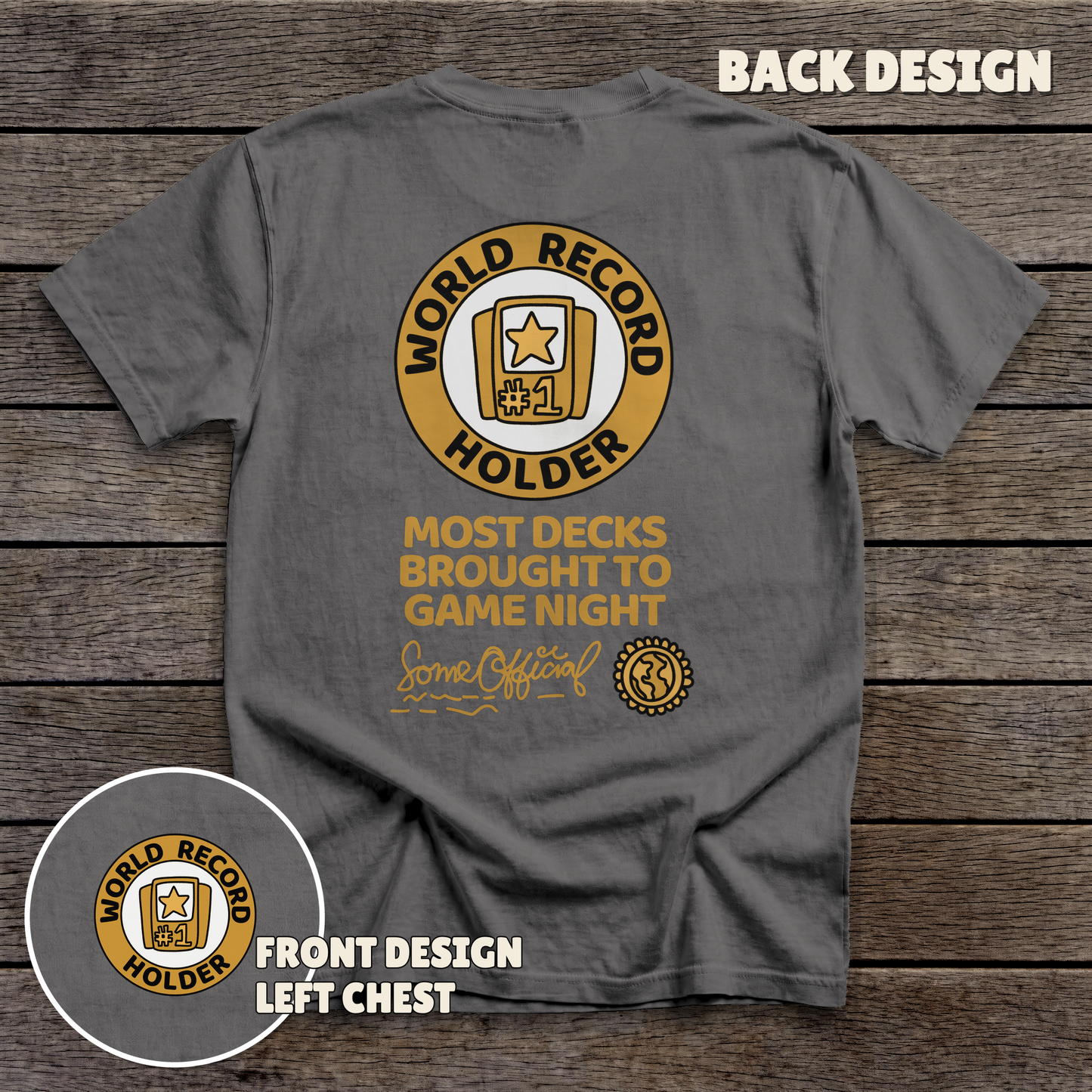 World Record Holder - full back print - Dark Heather tee