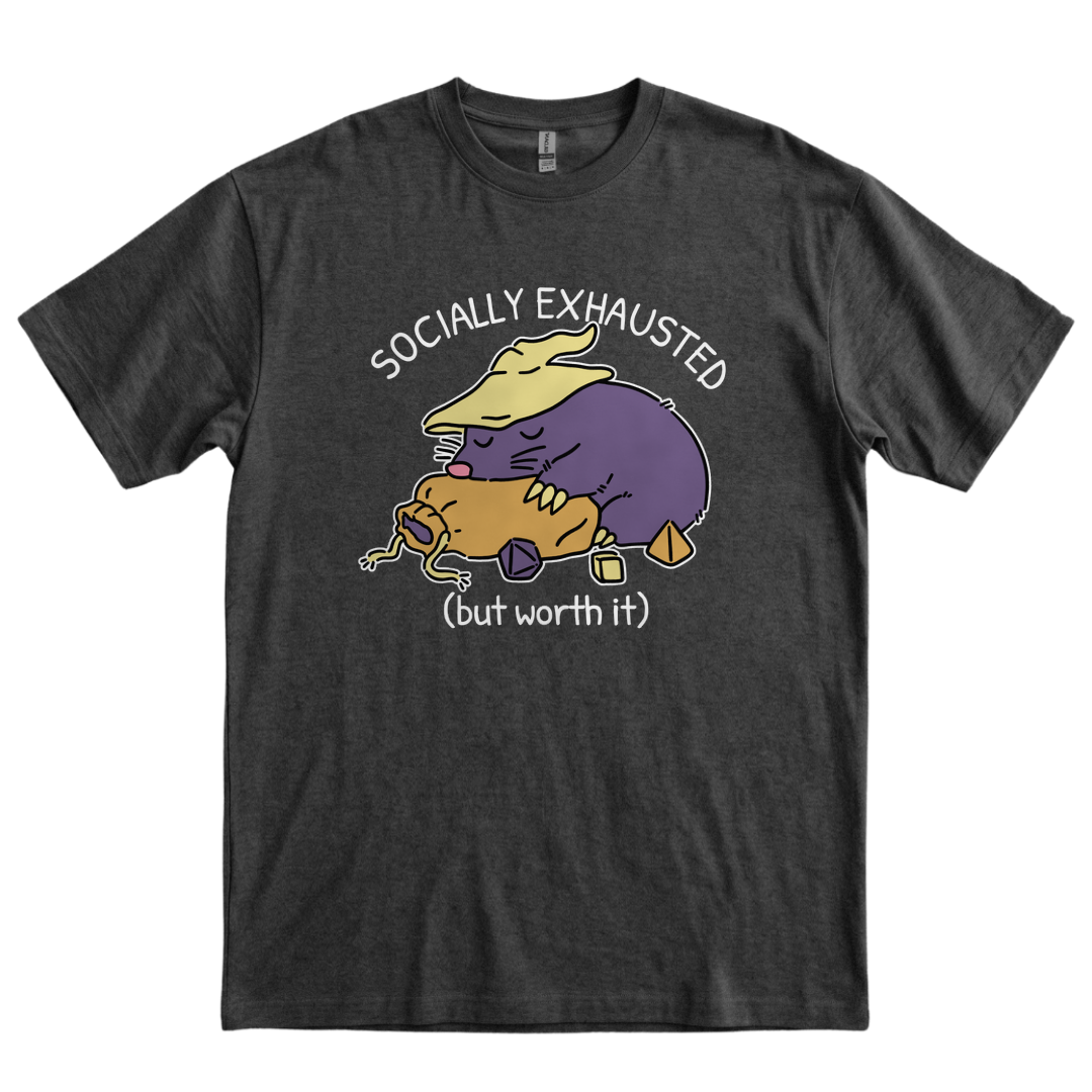 Socially Exhausted (But Worth It) - Dark Heather Grey