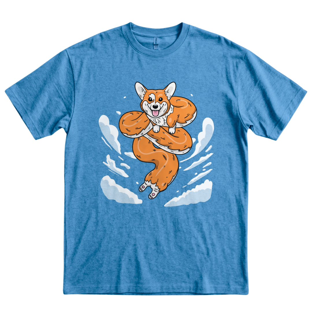 Dragon Corgi T-Shirt - Heather Sapphire
