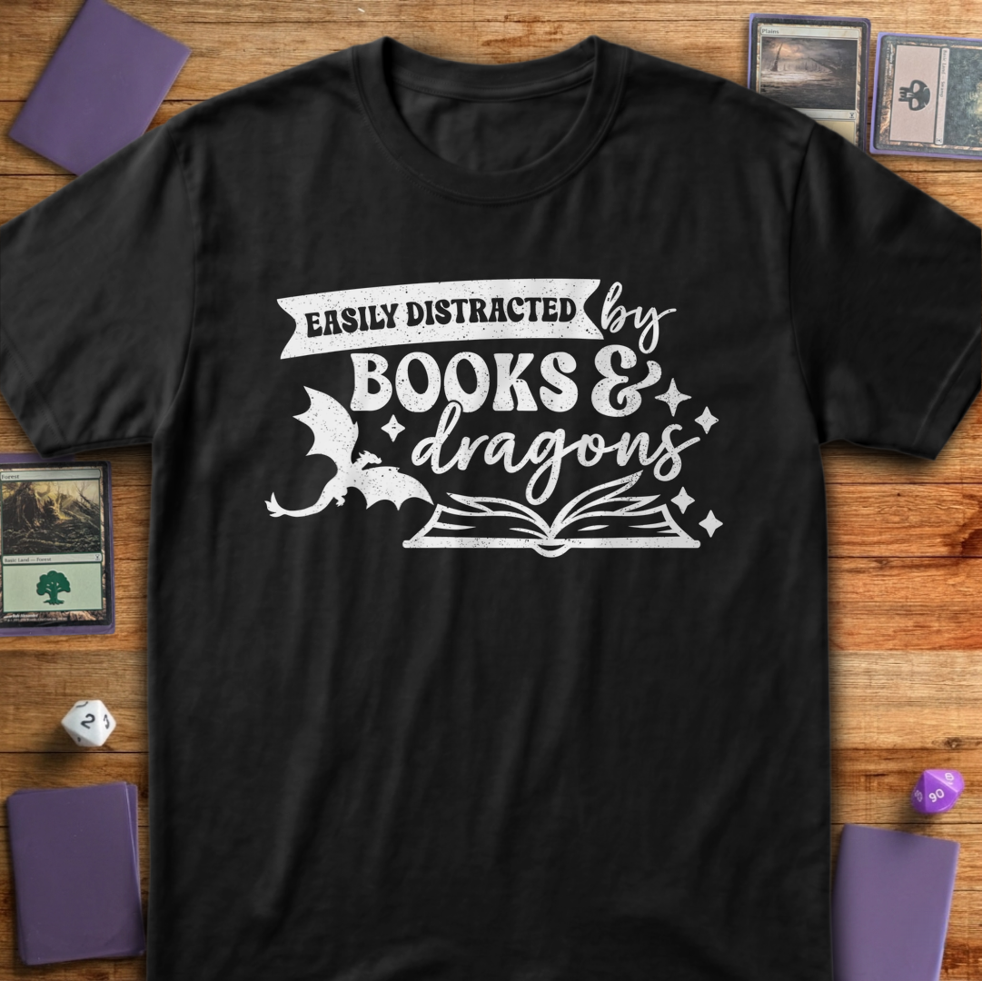Easily Distracted by Books & Dragons - Black