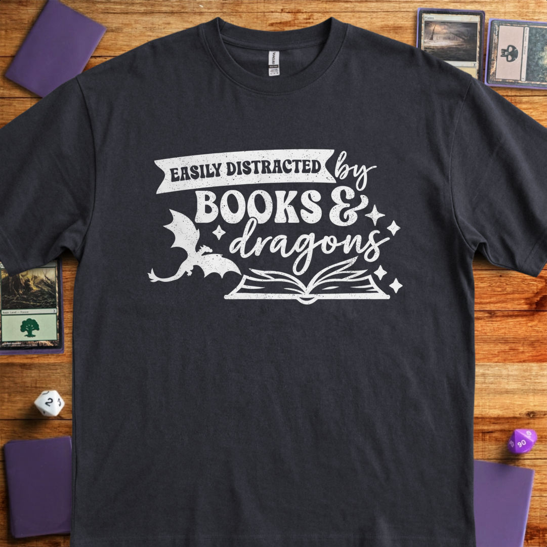 Easily Distracted by Books & Dragons - Black