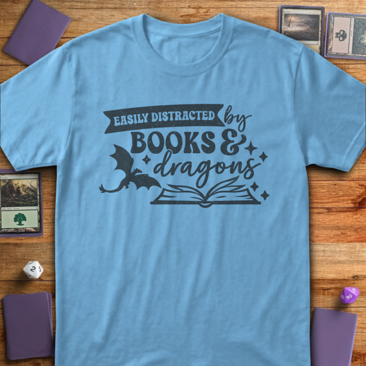 Easily Distracted by Books & Dragons - Light Blue