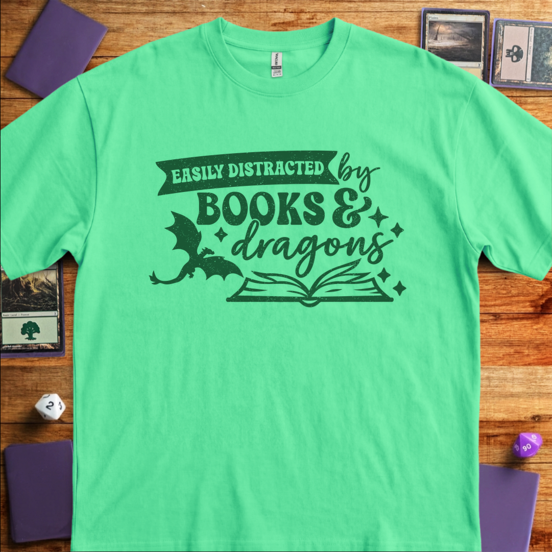 Easily Distracted by Books & Dragons - Mint Green