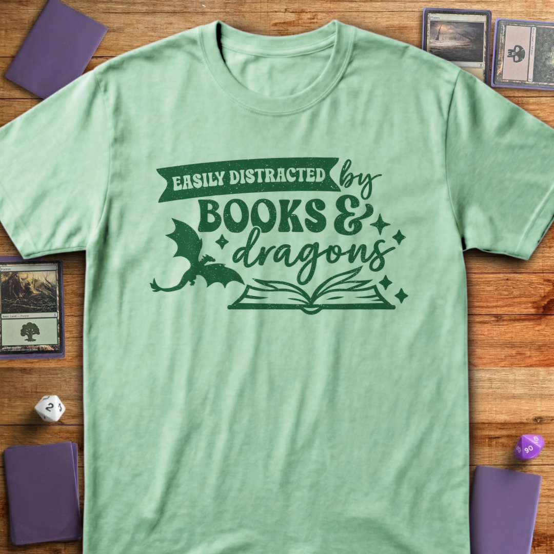 Easily Distracted by Books & Dragons - Mint Green