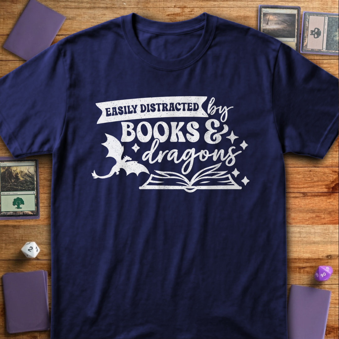 Easily Distracted by Books & Dragons - Navy
