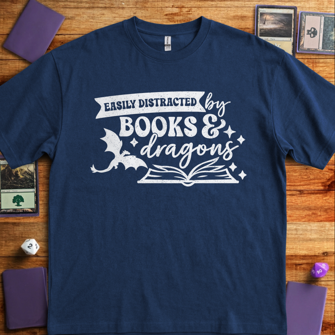 Easily Distracted by Books & Dragons - Navy