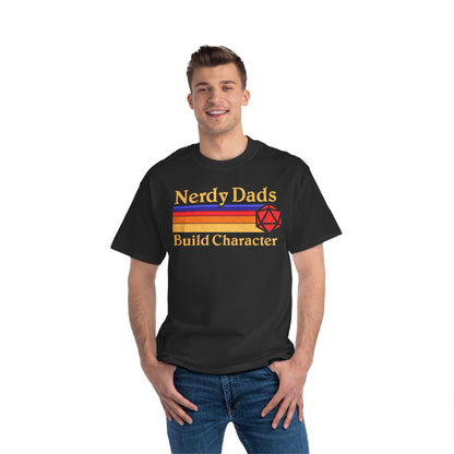 Nerdy Dads Build Character - Hanes Beefy Tee