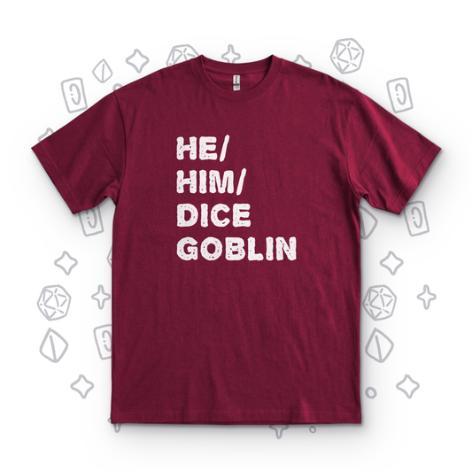 He Him Dice Goblin - Maroon