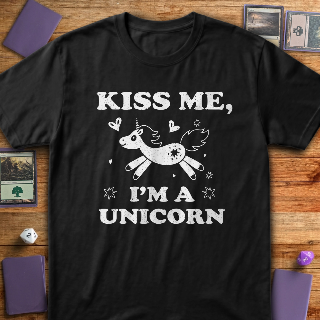 Kiss Me I'm a Unicorn - Black