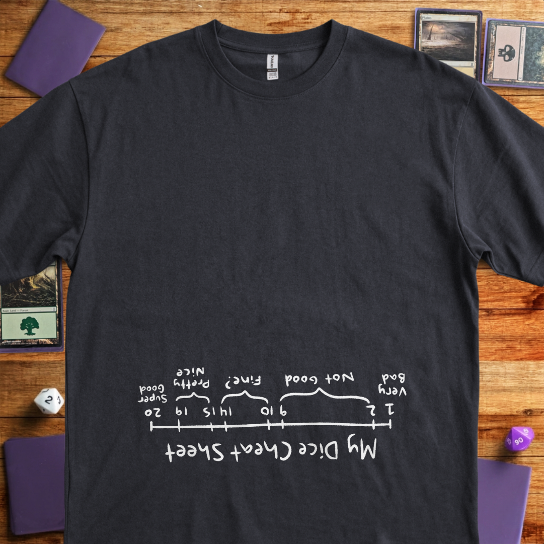 My Dice Cheat Sheet - An Upside Down Design - Black
