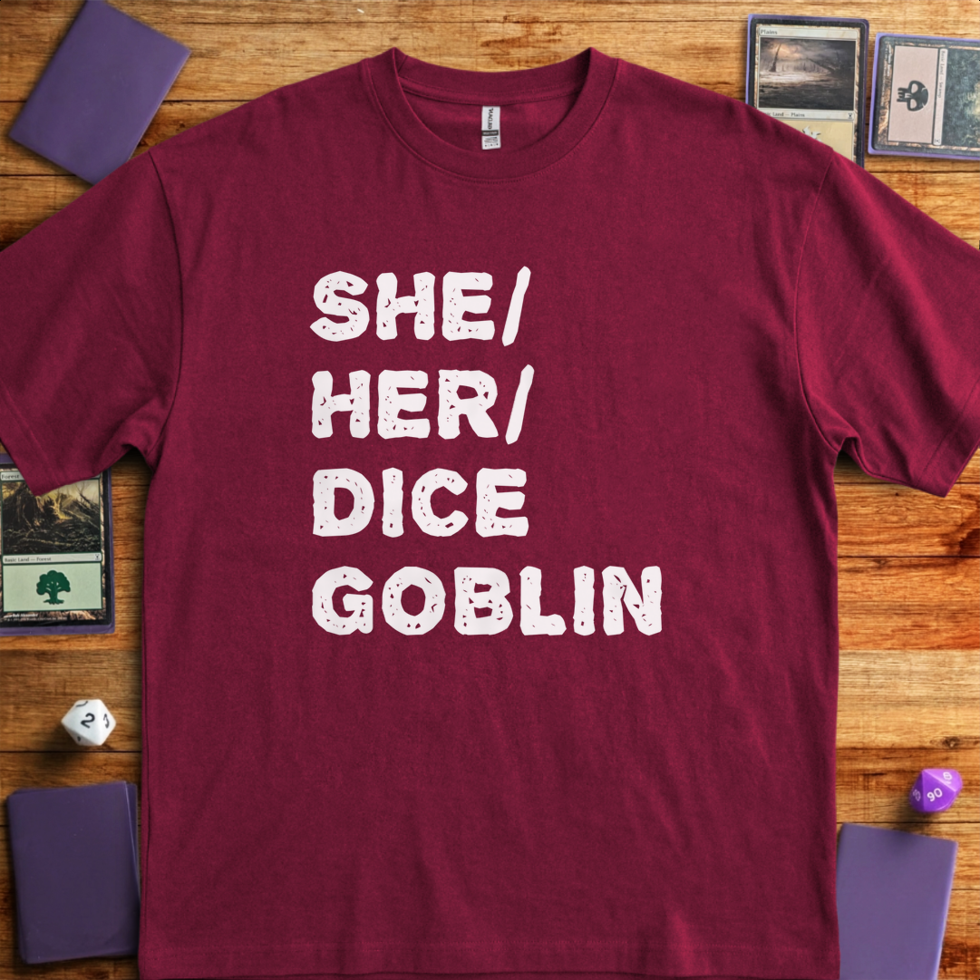 She Her Dice Goblin - Maroon