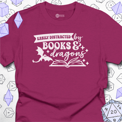 Easily Distracted by Books & Dragons T-Shirt